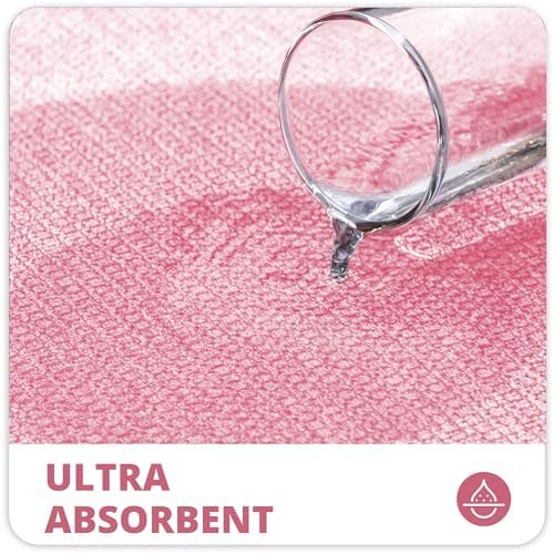 Bath Mat,Ultra Thin Bathroom Rugs,Rubber Bath Mats for Bathroom,No Slip Bath Rugs,Quick Dry,Machine Washable,Low Pile,Absorbent,Shower Outside,Sink,Home Decor Accessories.Pink,1'5"x2'3"(17x27inch) - Image 3