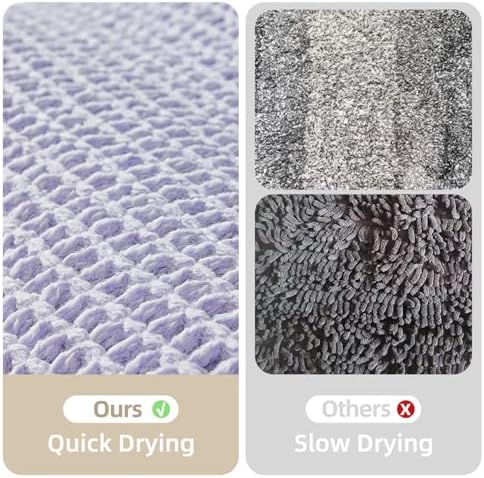 TYUU Waffle Runner Rug Bathroom, Long Cute Bath Mat, 60x24 Lavender Cream - Image 6