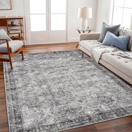 CHAMPLANT Area Rug 6'x9' Washable Vintage Traditional Floor Cover Thin Retro Kitchen Indoor Distressed Non Slip Carpet for Living Room Bedroom Dining Room by CHAMPLANT