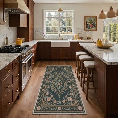 Bavni 5X7 Area Rug for Living Room, Washable Boho Oriental Floral Non Slip - Image 6