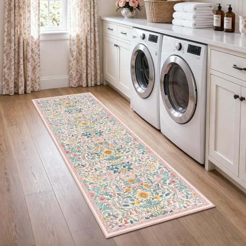 2x6 Floral Runner Rug for Kitchen Washable Hallway Runner Rug - Image 3