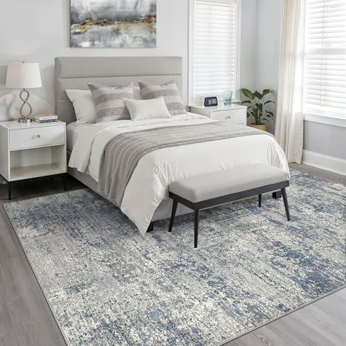 LOONGRUG 6x9 Area Rug Washable Neutral Modern Rug for Living Room Blue Gray - Image 4