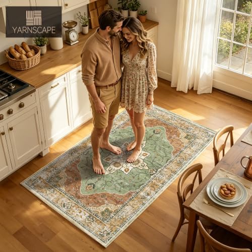 YARNSCAPE 3' x 5' Machine Washable Area Rug, Non-Slip Low-Pile Carpet - Image 4