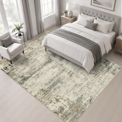 Area Rug Living Room: 5x5 Modern Washable Soft Carpet Ash Brown - Image 3