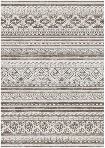 RUGSURE Washable Area Rugs 9' x 12' - 1/6 Thick - Moroccan-Inspired -Stain & Water Resistant Non-Slip - Resistant Rug for Living Room, Bedroom, Nursery, Pet & Child Friendly (Brown) - Image 2