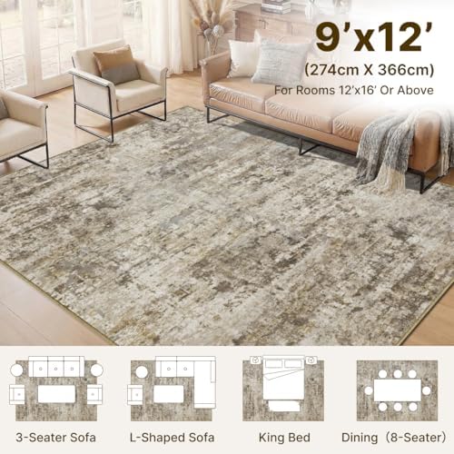 9x12 Area Rugs Washable Modern Abstract Living Room Bedroom Rug - Image 2
