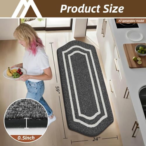 COSY HOMEER Kitchen Rugs and Mats 24"x59" Non Slip Kitchen Mats for Floor - Image 7