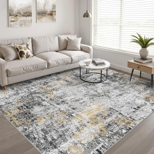 LOONGRUG 7x9 Area Rug Washable Neutral Modern Living Room Rug Black Gold - Image 6