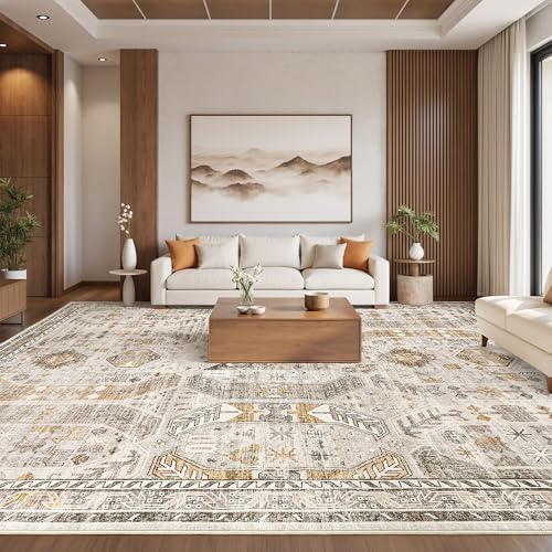 befbee 10x14 Area Rugs for Living Room, Washable Vintage Non Slip Rug Brown - Image 7