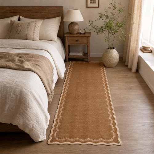 GarveeHome 2.5x8 Scalloped Washable Runner Rug Non Slip Hallway Kitchen Rug - Image 4