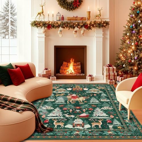 Rugxara Christmas Rug 5x7 Area Rugs for Living Room Bedroom, Green by Rugxara