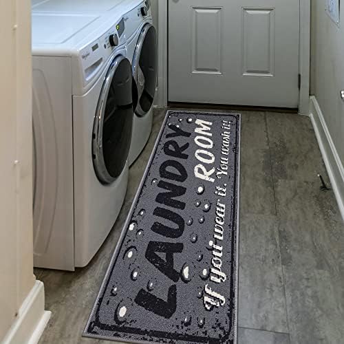 Ottomanson 20" x 59" Laundry Room Rug - Non-Slip Mat for Laundry & Mudroom - Durable, Stain-Resistant, and Easy to Clean - Perfect for High-Traffic Areas - Runner Rug for Entryway Bathroom, Gray - Image 6