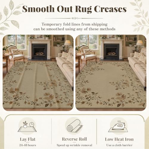 Aoyaomi Easy Jute Rug 6x9 Area Rugs: Washable Woven Rug for Living Room Netural Floral Area Rug Non-Slip Indoor Outdoor Carpet for Bedroom Farmhouse Dining Room Office Patio (Natural Vine, 6'x9') - Image 5