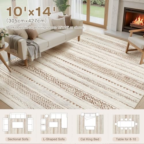 kakania Washable 10x14 Area Rug for Living Room: Boho Geometry Home Decor - Image 2