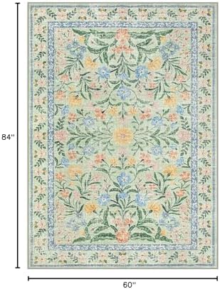 Lahome Washable Green Rug, 5x7 Whimsical Floral Rug for Nursery Classroom - Image 2