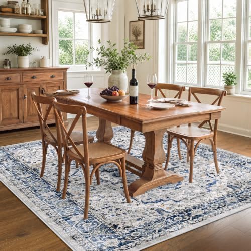 SameBed 5x7 Area Rug Living Room, Vintage Washable Carpet Grey Blue - Image 2