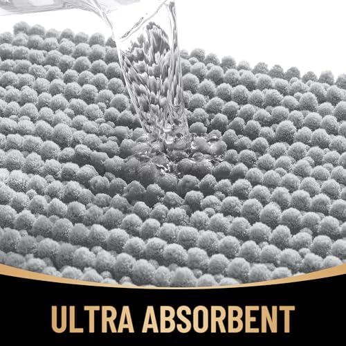 OLANLY Thick Chenille Large Bathroom Rugs Mats 40x32, Light Grey - Image 3