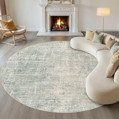 LOONGRUG Round Rug 10x10 Washable Neutral Modern Rug for Living Room Green by LOONGRUG
