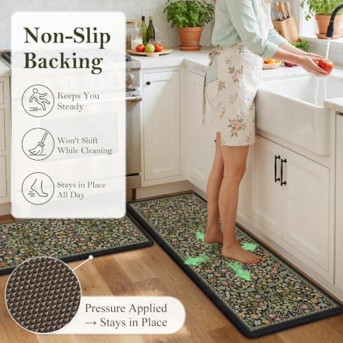 Collive Anti Fatigue Mats for Kitchen Floor, Black Padded Kitchen Rug Sets - Image 3