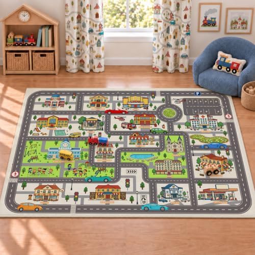 Nayoroom Kids City Road Rug, Interactive Town Map, Non-Slip, 3 x 5 ft by Nayoroom
