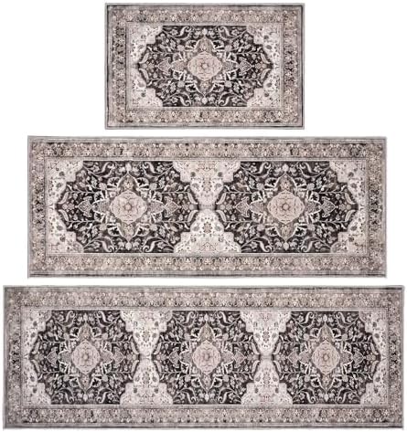 Kitchen Rug Set 3Pcs, Boho Rug Sets Non Slip Washable for Floor Thick Farmhouse Kitchen Decor Runner Rugs for Kitchen, Entryway, Laundry, Hallways 20''x32''+20''x48''+20''x59'' by Ufeekare