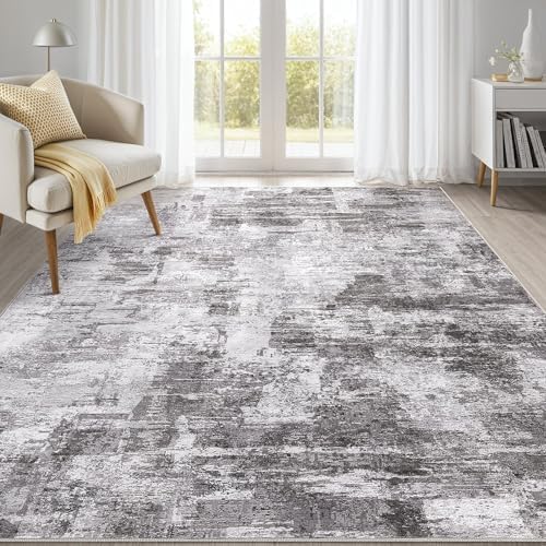 kakania Abstract 6x9 Area Rugs for Living Room: Washable Rugs Grey by kakania