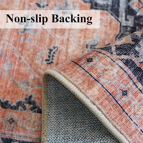 Washable Terracotta Distressed 2x5 Hallway Runner Rug Cozy Kitchen Carpet - Image 4