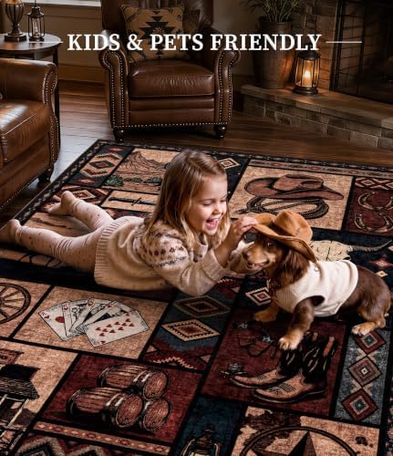 YIHOUSE 8x10 Western Cowboy Area Rugs for Living Room - Image 4
