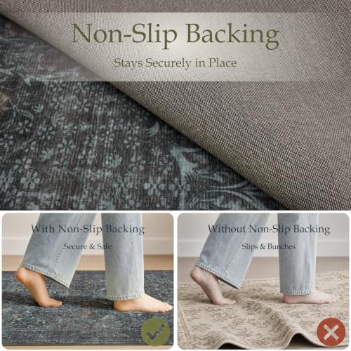 JOLLYVOGUE 5x7 Area Rugs for Living Room, Washable Rug, Dark Green - Image 4