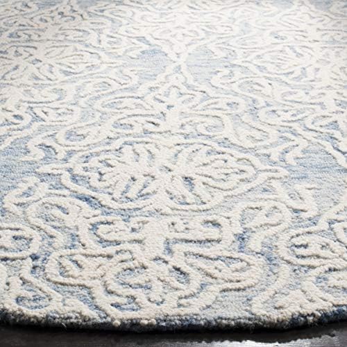 SAFAVIEH Blossom Collection Area Rug - 9' x 12', Blue & Ivory, Handmade Wool, Ideal for High Traffic Areas in Living Room, Bedroom (BLM112M) - Image 6