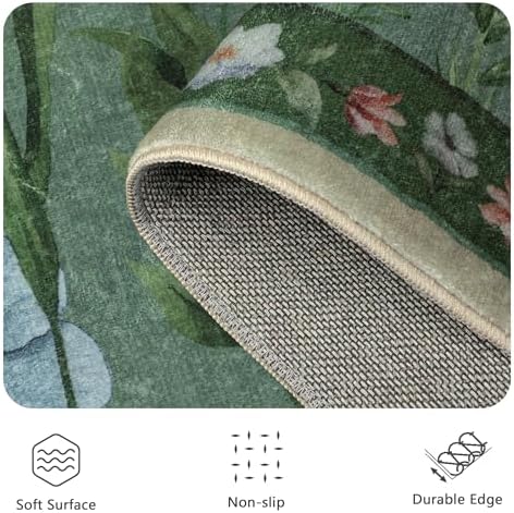 5x7 Area Rugs, Rug for Bedroom, Indoor Non-Slip Washable Rugs for Living Room, Dining Room, Low Pile Home Decor Floral Rug(Green) - Image 6