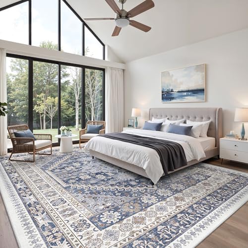 zesthome 10x14 Area Rugs for Living Room,Large Washable Rug,Blue - Image 4