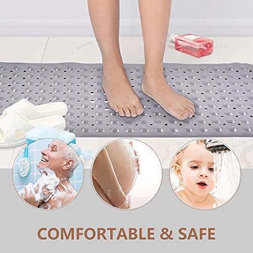 Sheepping Baby Bath Mat for Tub Non Slip Extra Long Cover Bathtub Mat with 200 Big Suction Cups for Toddler Infant Kids 40 X 16 Inch - Eco Friendly ,Machine Washable Shower Mat (Grey) - Image 5