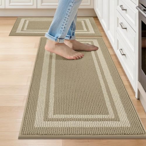 COSY HOMEER Kitchen Rugs Sets of 2 Non-Slip Washable,20"x30"+20"x48" by COSYHOMEER