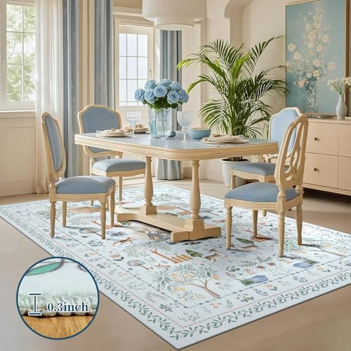 nesrt Washable Dragon Area Rugs for Living Room 5x7Ft Non Slip, Light Blue Animal Print Dining Room Rugs Low Pile, Soft Castle Kids Nursery Floor Carpets for Playroom Bedroom Kids Room Boys and Girls - Image 6
