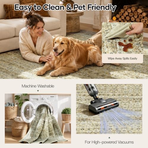 Lofus 8x10 Area Rug for Living Room, Non-Slip Washable Carpet，Beige - Image 4