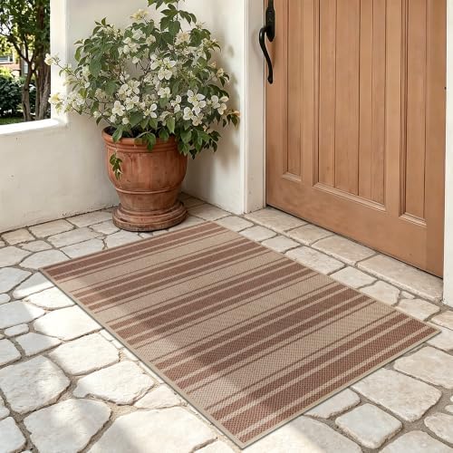 Easy Jute Kitchen Rug 2x3 Front Door Mat Washable Non Slip Entryway Rug Farmhouse Neutral Low Pil Carpet for Entryway Proch Doorway - Image 3