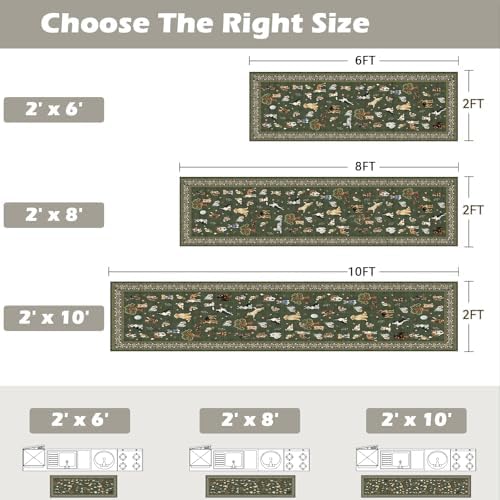 Dark Green Floral Hallway Runner Rug 2x6 for Bedroom Kitchen - Image 2