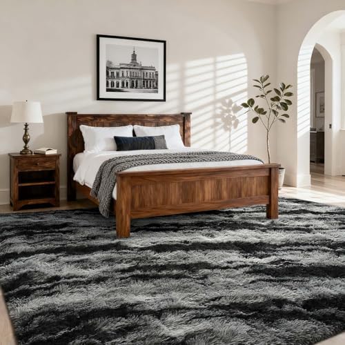 Area Rugs for Living Room, 5x7 Feet Soft Fluffy Shagg Plush Rug High Pile Large Non-Slip Floor Carpet for Bedroom Nursery Dorm Decor Aesthetic Black - Image 2
