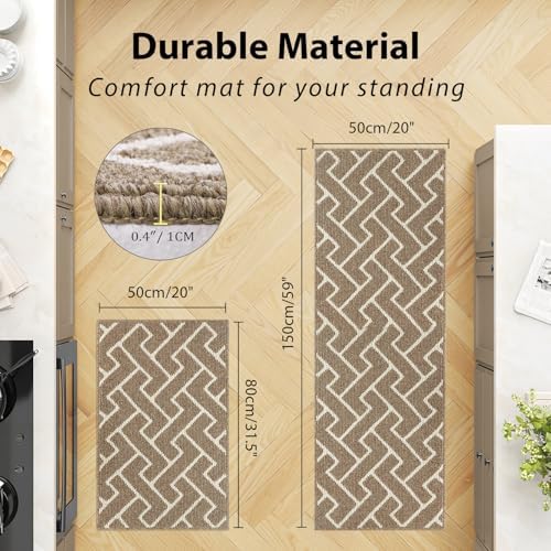 hicorfe Kitchen Runner Rug,20"x59"+20"x32" Kitchen Set,Non-Slip Kitchen Mat - Image 2