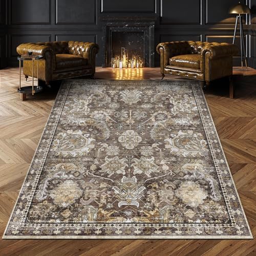 RUGSURE Washable Area Rugs - Perfect for Living Room, Bedroom, Kids Room, Nursery - Stain & Water Resistant Non-Slip, Pet & Child Friendly, Vintage Tribal Area Rugs (Ivory, 3' x 5 ') by RUGSURE
