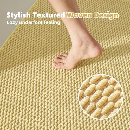 TYUU Bathroom Rugs Non Slip Washable, Super Absorbent Thin Bath Mat Small Quick Dry Low Pile Bathroom Rug, Yellow 20"x30" - Image 3