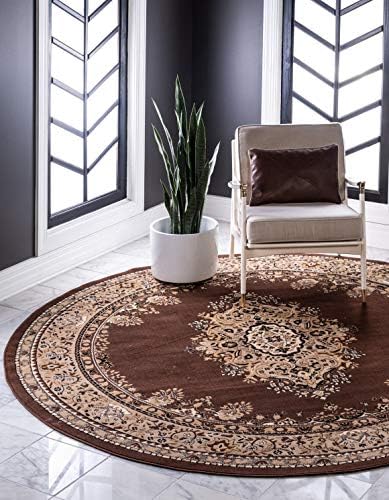 Unique Loom Reza Collection Traditional Persian Style Area Rug, 8' 0" x 8' 0", Brown/Ivory by UniqueLoom