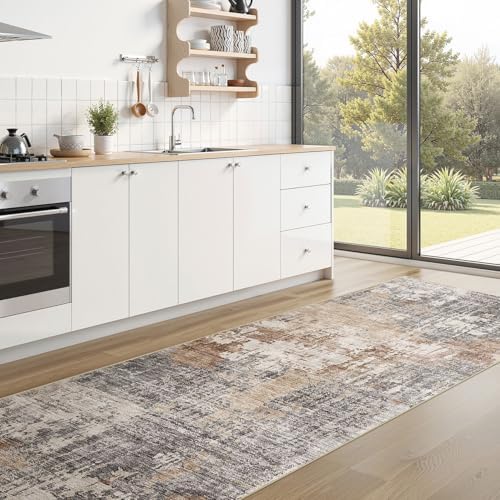 DMOYEST 3x10 Washable Runner Rug for Hallway: Soft Neutral Modern Abstract Low Pile Rug Indoor - Carpet for Bedroom Dining Room Kitchen Entryway - Grey Brown - Image 5