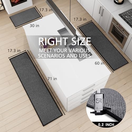 SUMLANS Kitchen Mats Set of 2 PCS for Floor, Washable Non Slip Rugs, Black - Image 2