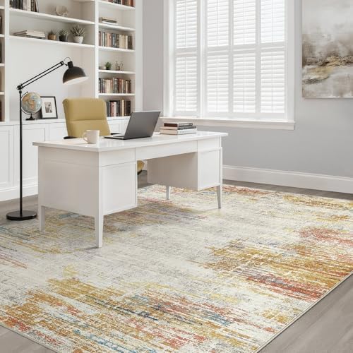 LOONGRUG 8x10 Area Rugs Washable Neutral Modern Living Room Rug Gold Multi - Image 7