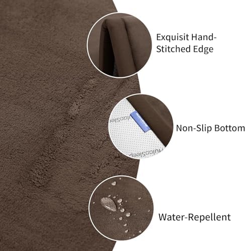 Baby Play Mat for Floor,1.3" Thick Elasti-Foam 74×50 Playpen Mat for Toddlers Infant kids,Water-Repellent Soft Coral Velvet for Tummy Time, Non-Slip Backing for Crawling,Tatami Style(Dark Brown) - Image 2