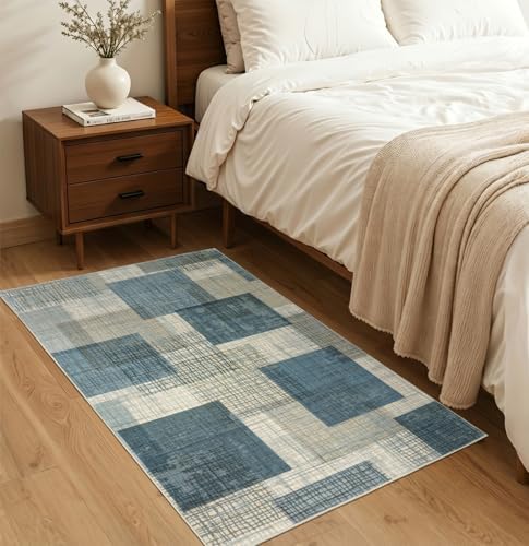 Washable 2x3 Entryway Rug, Throw Rugs with Rubber Backing, Blue - Image 5