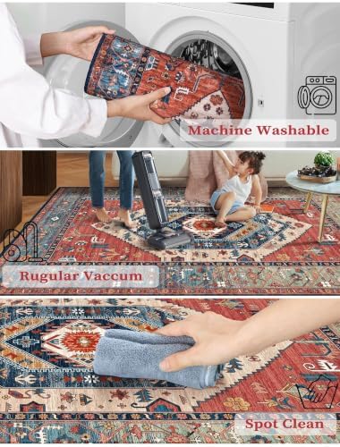 SERISSA 2'6"x10' Washable Non Slip Boho Runner Rug for Hallway，Rust - Image 3