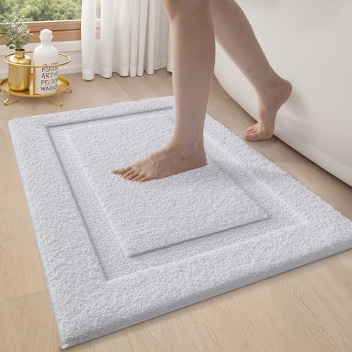LUMI Ultra Soft Bathroom Rugs Absorbent, Non Slip Bath Mat 24x36, White by LUMI